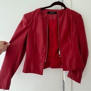 Zara Vibrant Red Leather Jacket